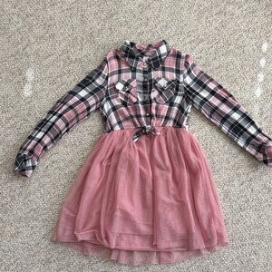Justice Pink and Black Plaid Dress, size 8